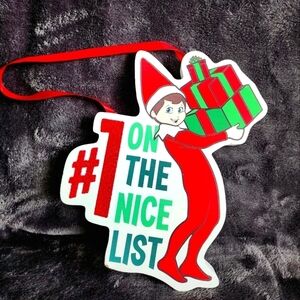 New Christmas Elf on the shelf scout wall decor / tabletop "#1 ON THE NICE LIST"